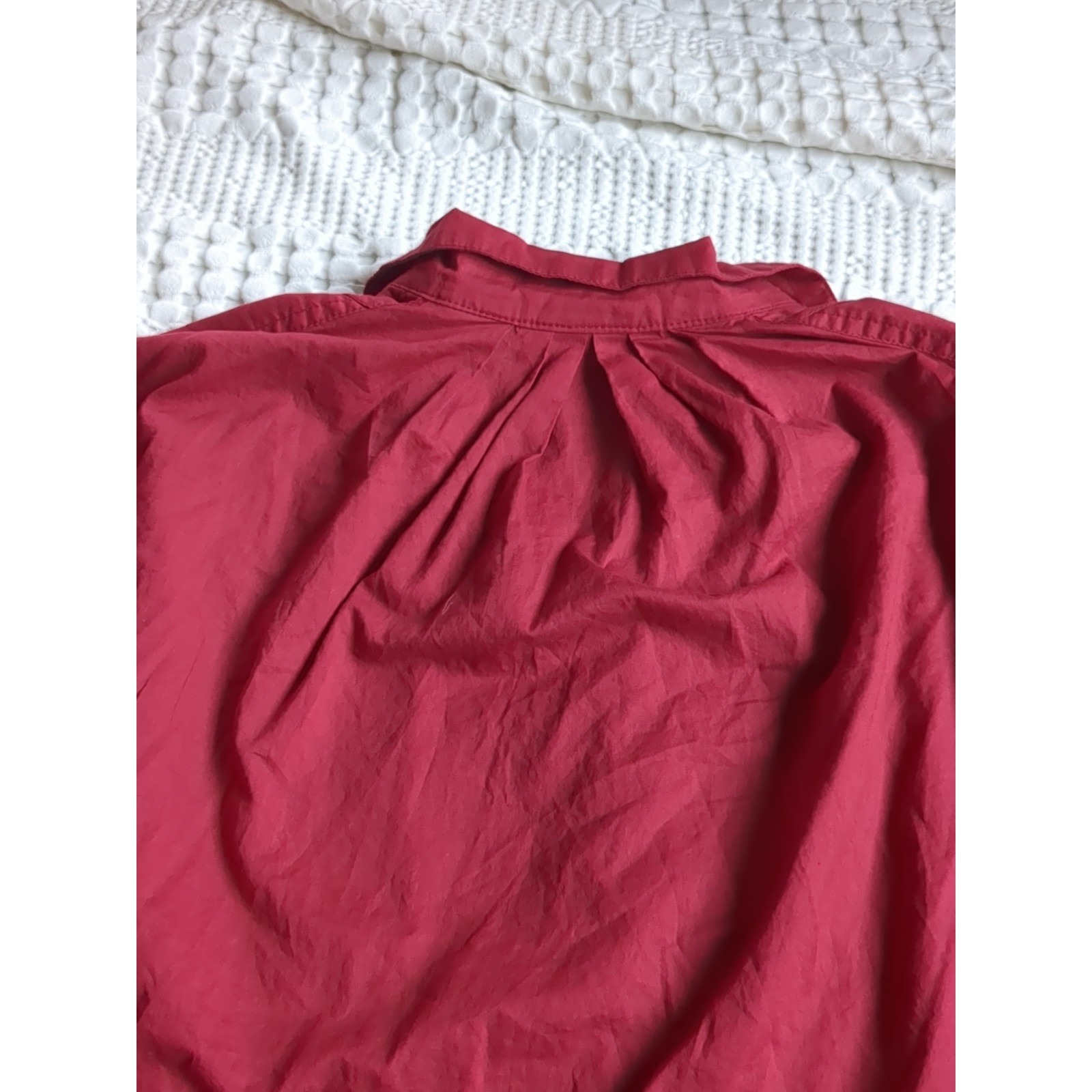 Laneway The Label Gathered Top Oversized Button Up Long Sleeve Red Sz Xs Light — image 3 of 8